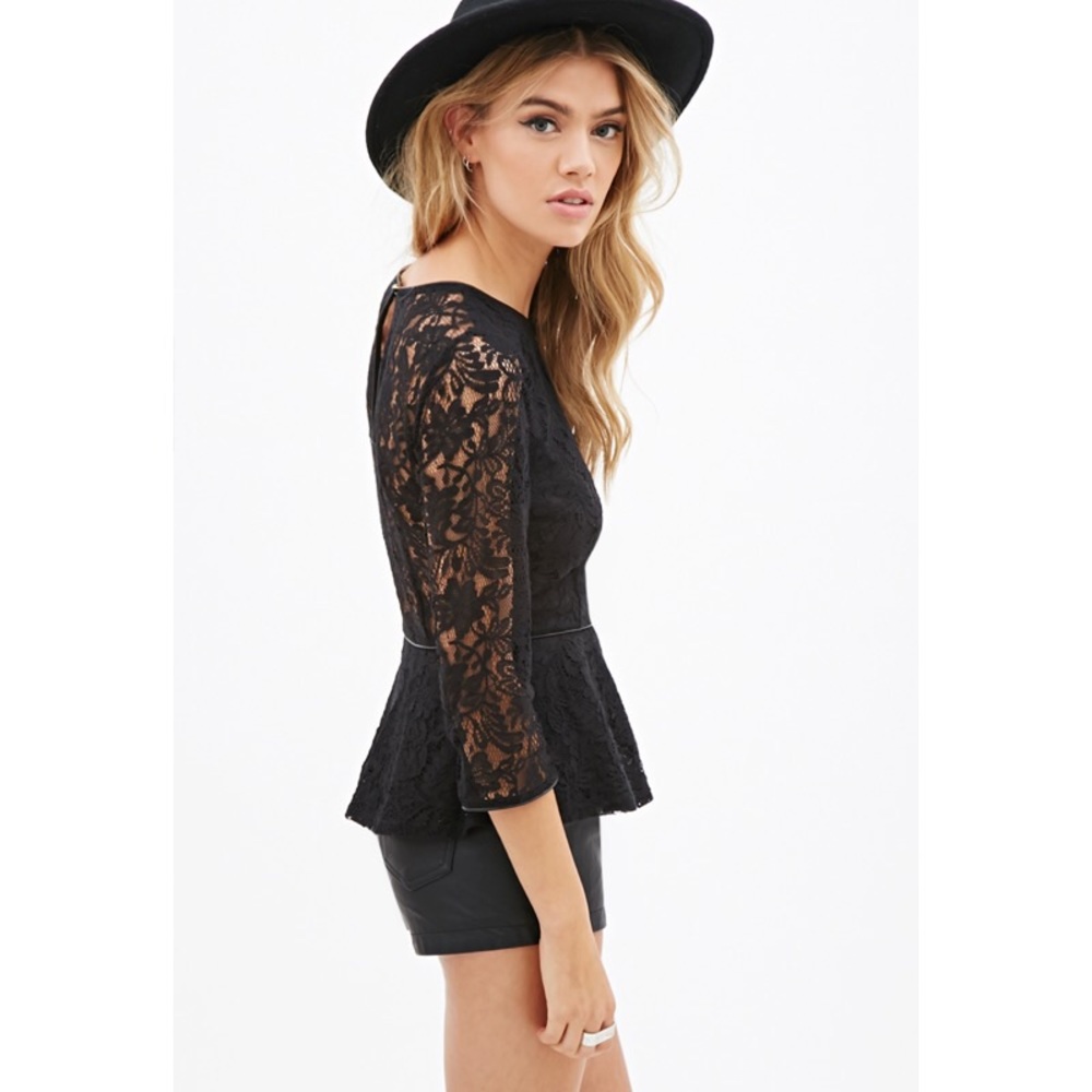 Forever 21 Black Peplum Top